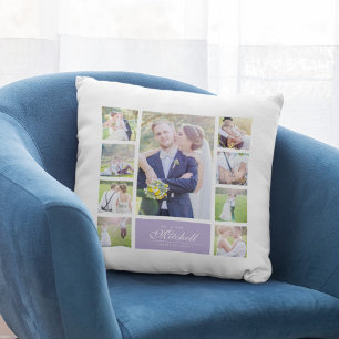 Coussin Collage de photos personnalisé avec couleur élégan