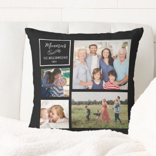 Coussin Collage de photos personnalisé moderne pour famill