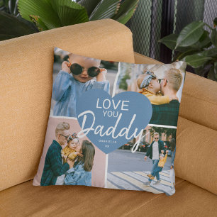 Coussin Collage de photos personnalisé 'Papa' en forme de