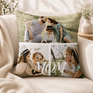 Coussin Collage de photos personnalisé pour maman