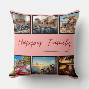Coussin Collage de photos personnalisé pour une famille he