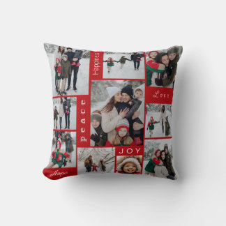 Coussin Collage de photos rouges Noël