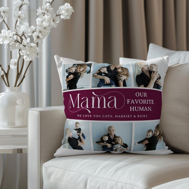 Coussin Collage de photos sentimental Cadeau pour maman  (Créateur téléchargé)