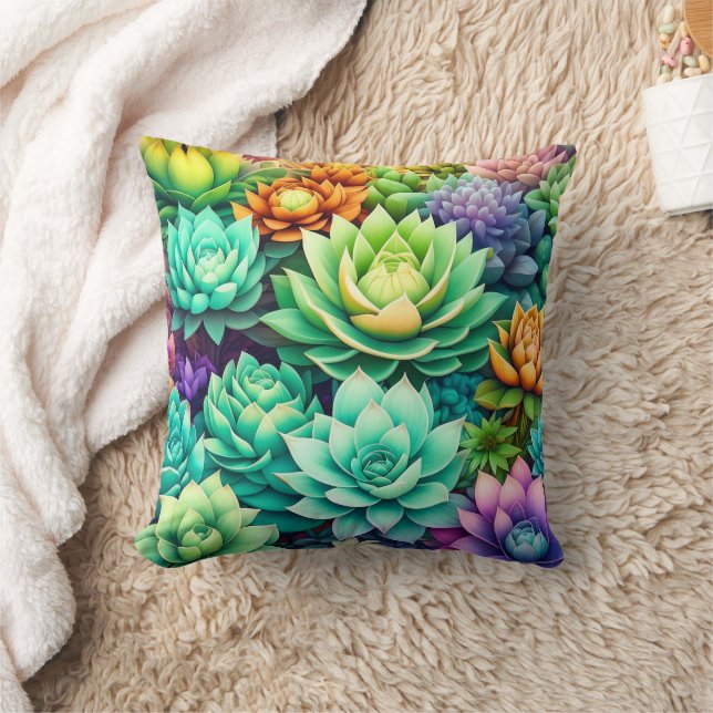 Coussin Collage de succulents colorés (Couverture)