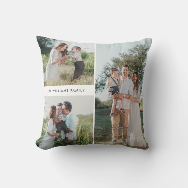 Coussin Collage de vacances pour famille de trois photos (Recto)