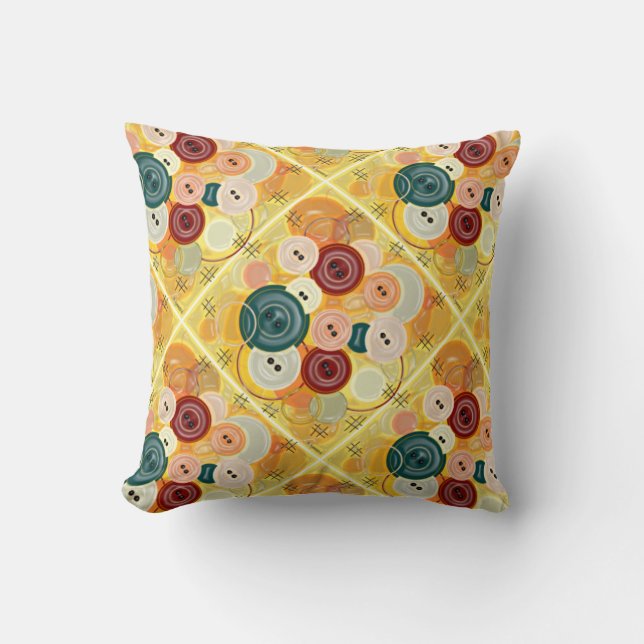 Coussin Collage des boutons dimensionnels (Recto)