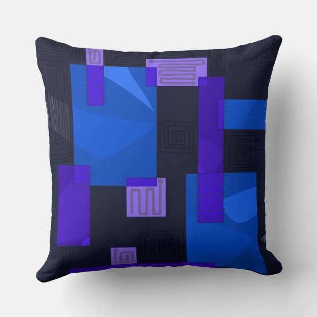 Coussin Collage égyptien Maz - Indigo Blue Lilac (Verso)