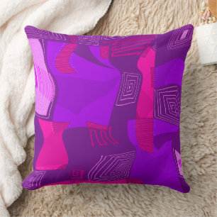 Coussin Collage égyptien psychédélique - Fuchsia violette