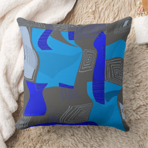 Coussin Collage égyptien psychédélique : gris bleu turquoi