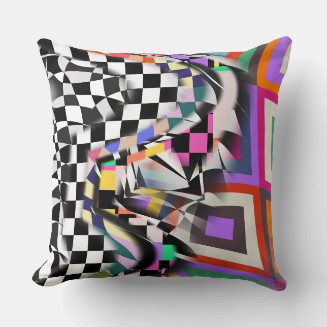 Coussin Collage géométrique Motif textile abstrait (Recto)