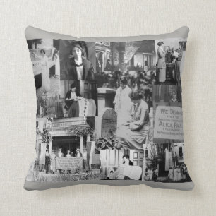 Coussin Collage historique de photo de suffragette d'Alice