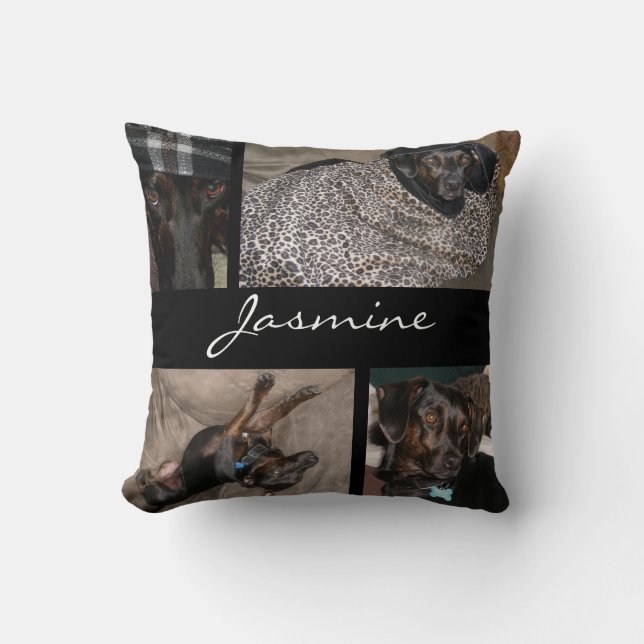 Coussin Collage moderne de photo d'animal familier décoré (Recto)