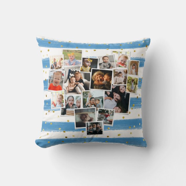 Coussin Collage Multi Photo en Forme de Coeur Famille Mign (Recto)