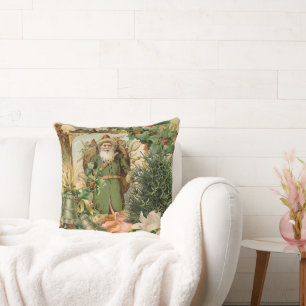 Coussin Collage Noël Père Noël vert Ancien Monde Antique