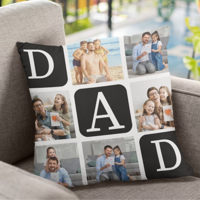 Coussin Collage of photos of children, Gift for Dad (Créateur téléchargé)