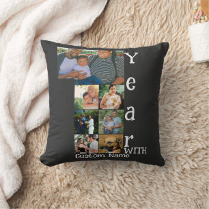 Coussin Collage personnalisé de 7 photos pour le 1er anniv