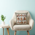 Coussin Collage photo avec 9 photos carrés - Taupe<br><div class="desc">Créez votre propre oeuvre. Utilisez vos photos carrés ou Instagram sans cadres sur celle-ci ! Ajoutez vos photos et instantanés préférés à cette bande pour un garde-mémoire amusant. Une façon artistique d'afficher vos meilleures photos de partage.</div>