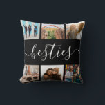 Coussin Collage photo Besties Friend<br><div class="desc">Créez le cadeau parfait pour votre bestie. Ajoutez vos moments de photo préférés à cet oreiller de lancer et couleur personnalisée pour un cadeau de beauté personnalisé.</div>