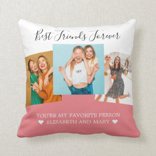 Coussin Collage photo BFF Meilleurs amis en rose personnal