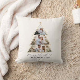 Coussin Collage photo d'arbre de Noël minimaliste moderne