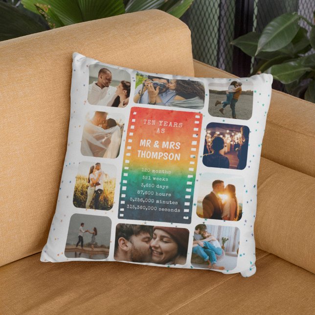 Coussin Collage photo de coucher de soleil M. et Mme 10e a (Créateur téléchargé)