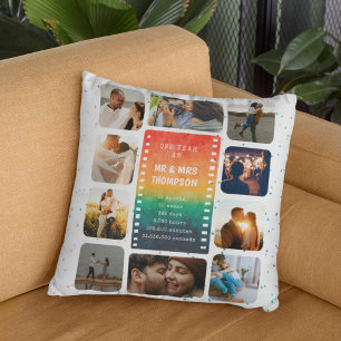 Coussin Collage photo de coucher de soleil M. et Mme 1er a