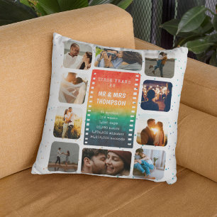 Coussin Collage photo de coucher de soleil M. et Mme 3e an