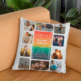 Coussin Collage photo de coucher de soleil M. et Mme 50e a