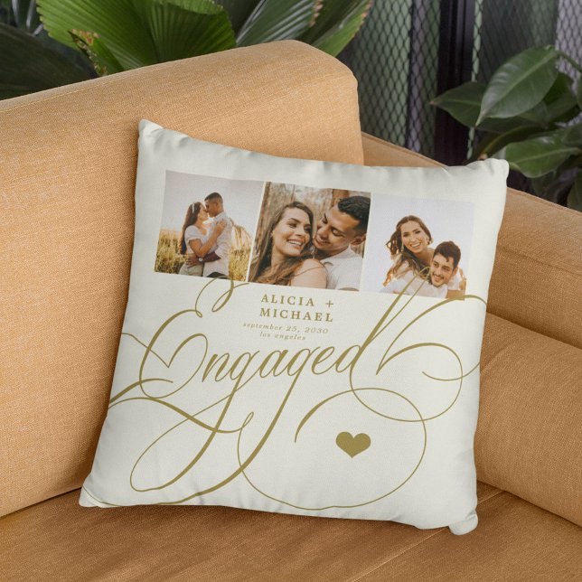 Coussin Collage photo de couple fiancé personnalisé (Créateur téléchargé)