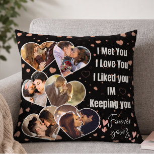 Coussin Collage photo de couple romantique À jamais vôtre