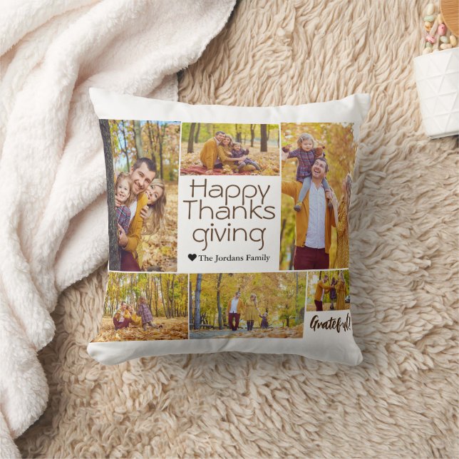 Coussin Collage photo de famille de thanksgiving Simple Mo (Couverture)