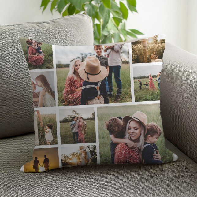 Coussin Collage photo de famille personnalisée (Créateur téléchargé)