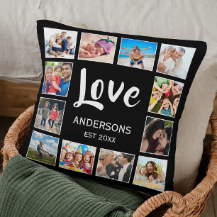 Coussin Collage photo de famille personnalisée Noir person