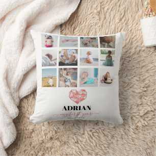 Coussin Collage photo de la première année de bébé en form