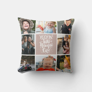 Coussin Collage photo de la vie de Nana avec message perso