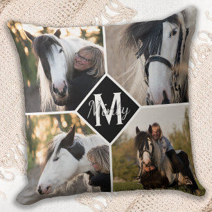 Coussin Collage photo de l'auteur du cheval