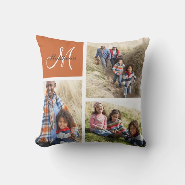 Coussin Collage photo de monogramme de famille per (Recto)