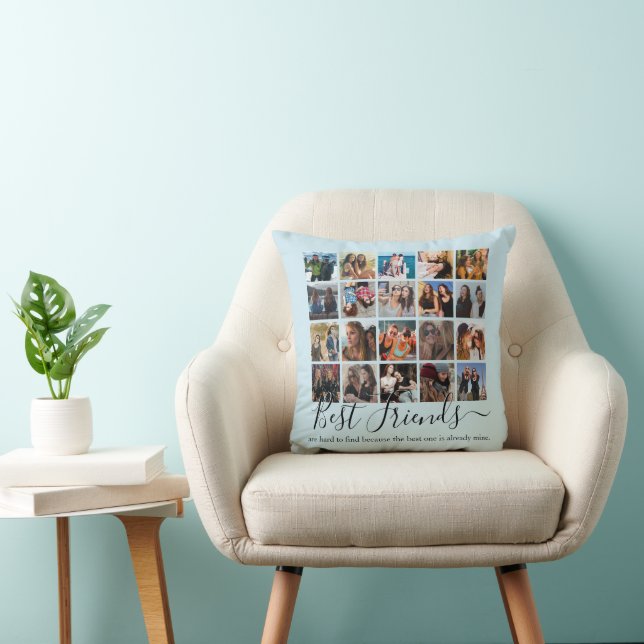 Coussin Collage photo des meilleurs amis Pastel Blue (Chaise)