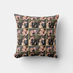 Coussin Collage photo élégant de la Saint-Valentin en or