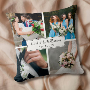 Coussin Collage photo élégant et personnalisé pour le jour
