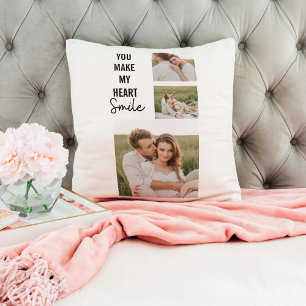 Coussin Collage photo en couple et belle citation romantiq