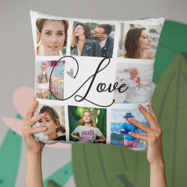 Coussin Collage Photo Famille Amour Simple (Créateur téléchargé)