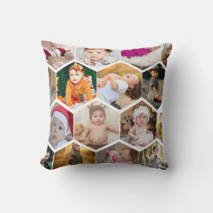 Coussin Collage photo Hexagon
