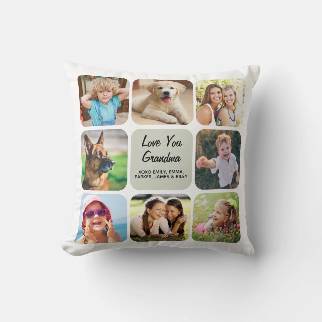 Coussin Collage photo Love You Grand-mère (Recto)