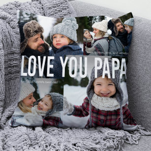 Coussin Collage photo Love You Papa