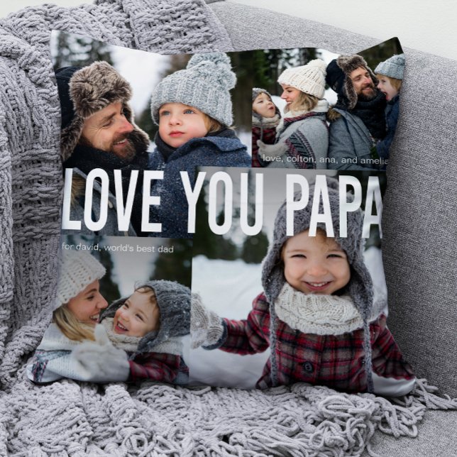 Coussin Collage photo Love You Papa (Créateur téléchargé)