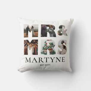Coussin Collage photo Mariage Mr & Mrs Personnalisé