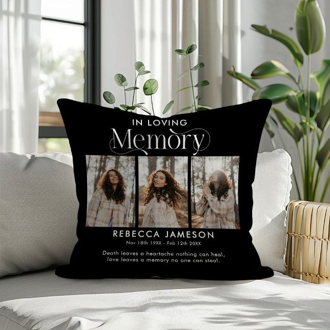 Coussin Collage photo mémorial 'En souvenir affectueux' (Créateur téléchargé)