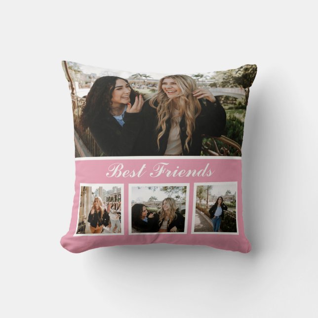 Coussin Collage photo moderne Besties BFF (Recto)