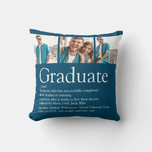 Coussin Collage photo moderne bleu Définition 3 pour diplô